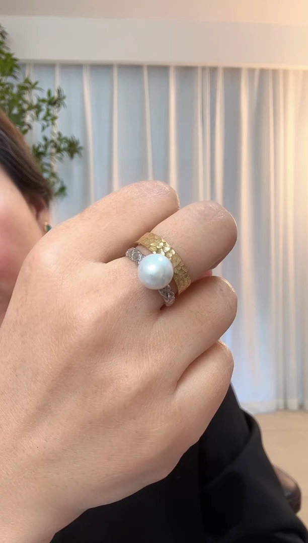 银S925镶嵌戒指淡水珍珠雾*舞银镶珍珠戒指