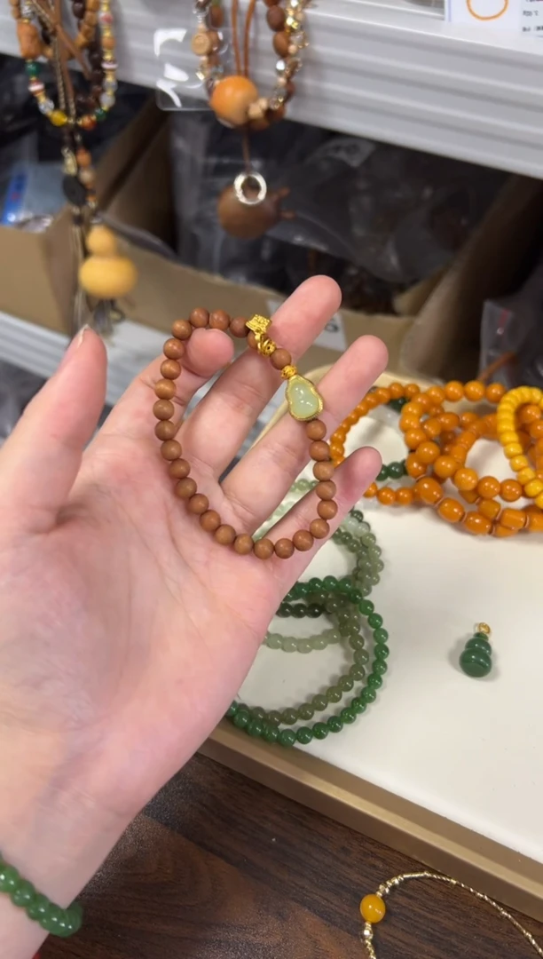 檀香木无事牌黑肉檀香木葫芦款手链[2340]