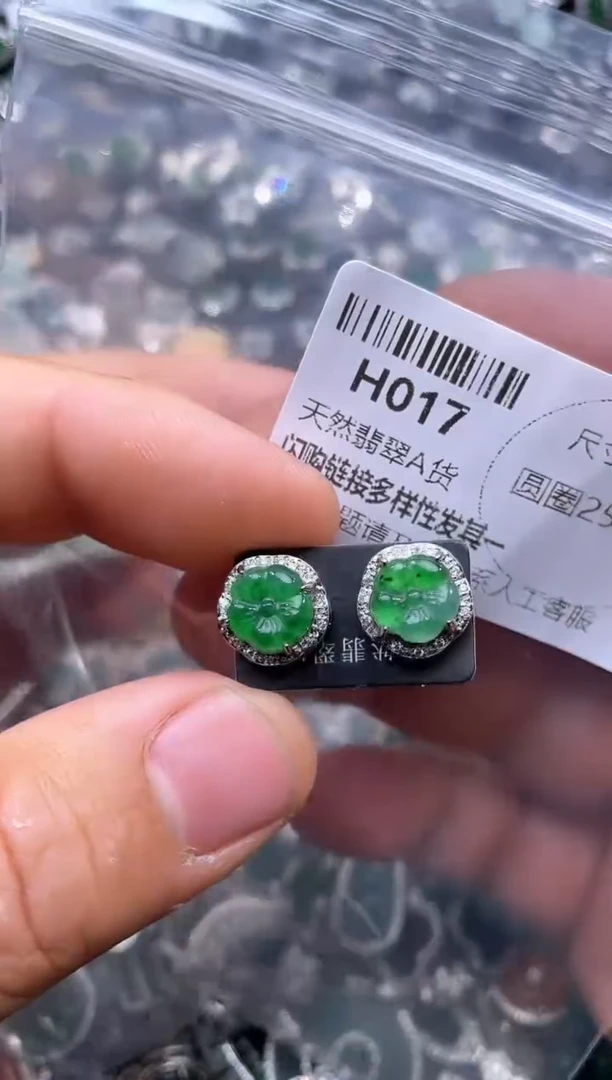 【闪购商品】翡翠颈饰未镶嵌H017耳钉