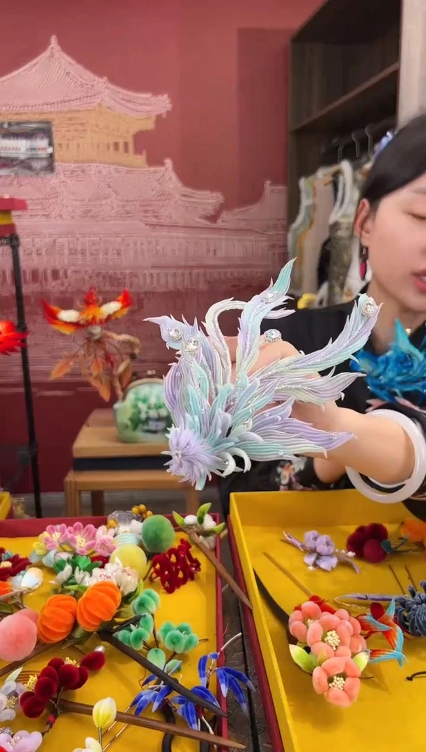 【闪购商品】刺绣非遗绒花（发饰）