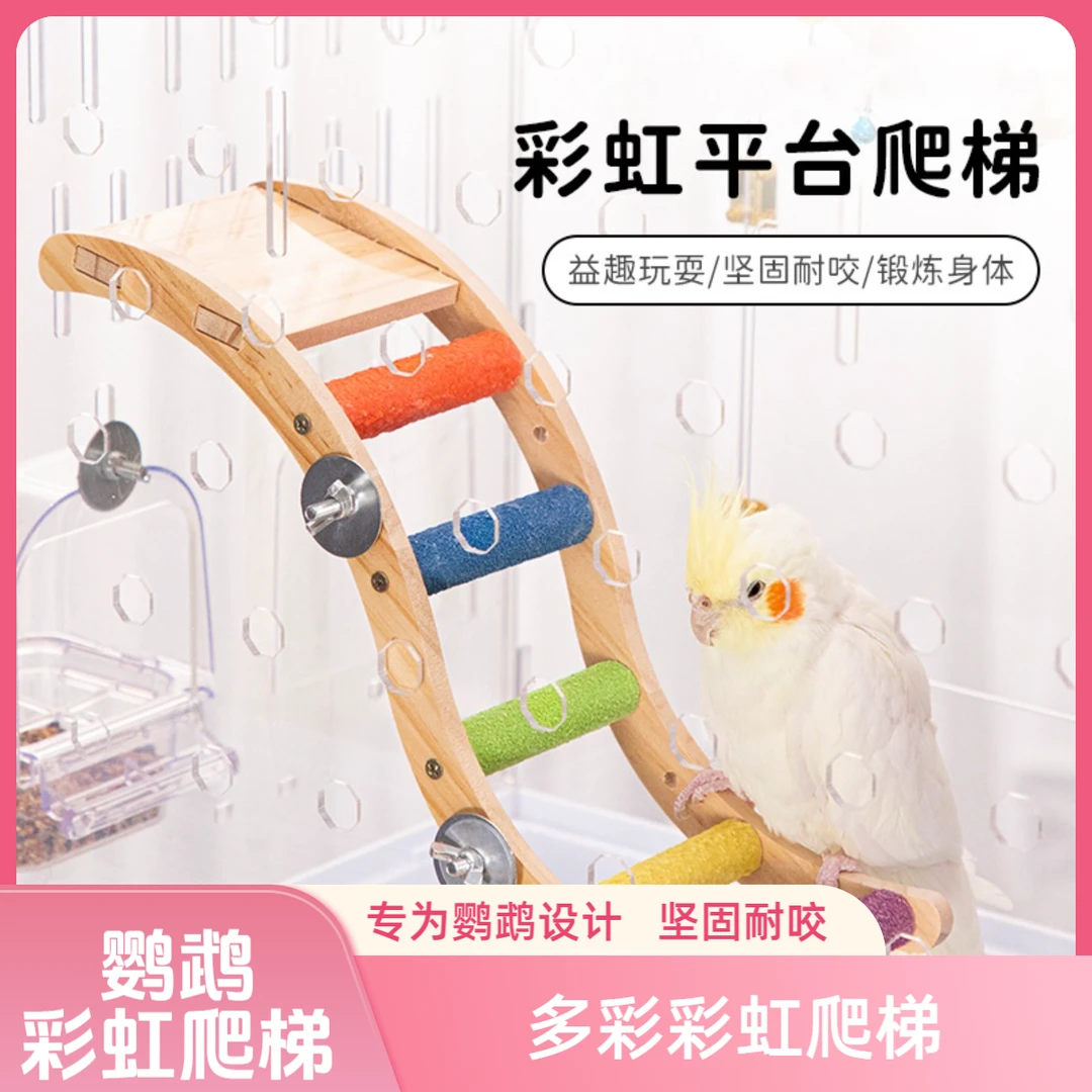 【鹦鹉爬梯】鸟玩具彩虹爬梯站台攀爬玄凤牡丹虎皮专用磨爪啃咬站棍