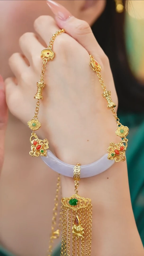 翡翠银S925镶嵌套链新款