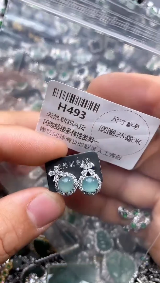 【闪购商品】翡翠颈饰未镶嵌H493耳钉