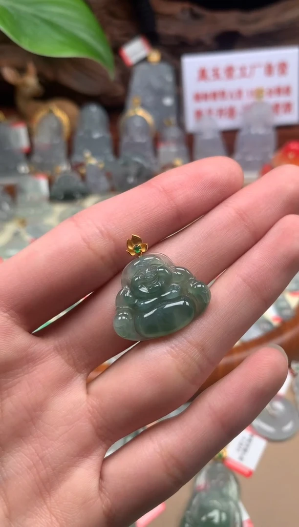 【闪购商品】翡翠颈饰18K金镶嵌佛公