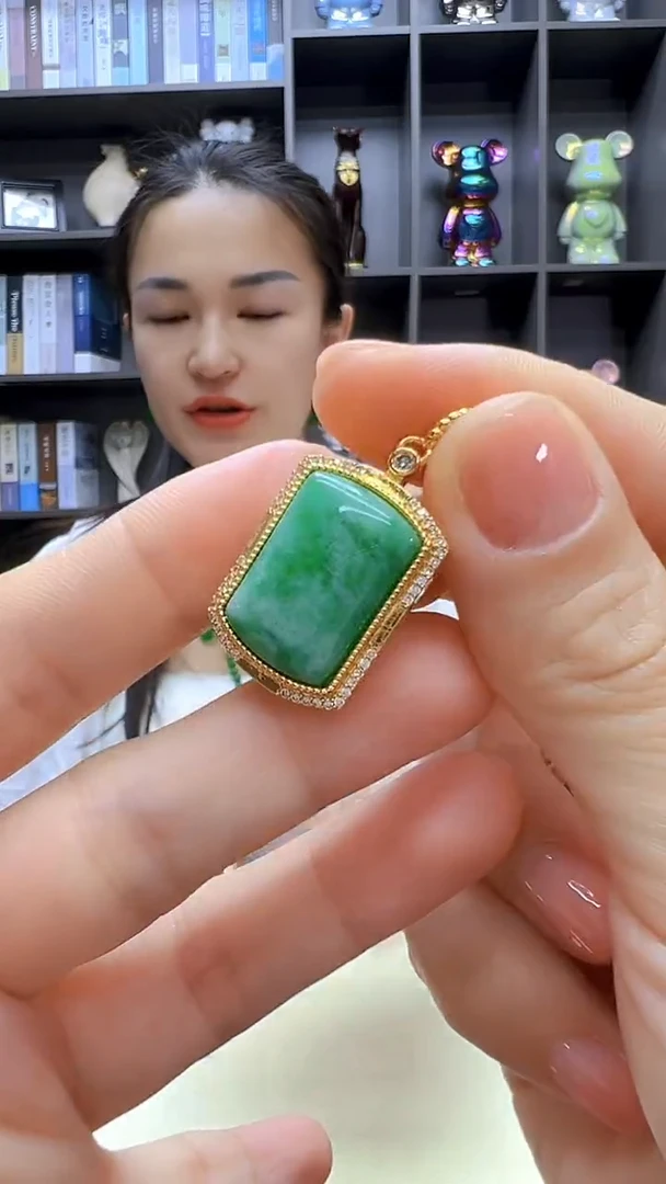 翡翠14K金镶嵌颈饰沉白diy劲饰