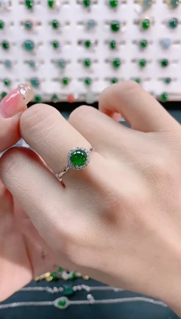 【闪购商品】翡翠戒指银S925镶嵌天然翡翠