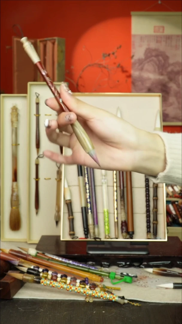 81号闪孤品高货毛笔链接 清水试笔 蘸墨不退