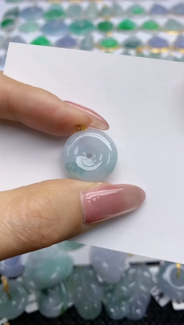 【闪购商品】翡翠挂件18K金镶嵌天然翡翠A货8