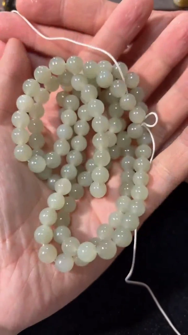 和田玉未镶嵌项链新疆和田玉长链 108颗