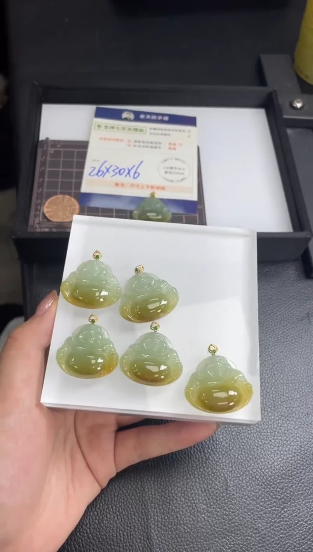 【闪购商品】翡翠挂件18K金镶嵌佛公FL11配绳/多样性发其一CP