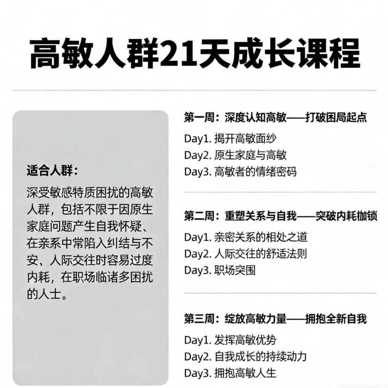 【2天体验】21天高敏自救，把敏感调成人生优势