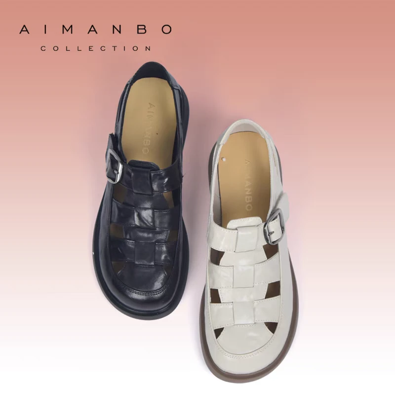 春季单鞋低跟休闲风夏季网面鞋皮鞋锁扣女士凉鞋