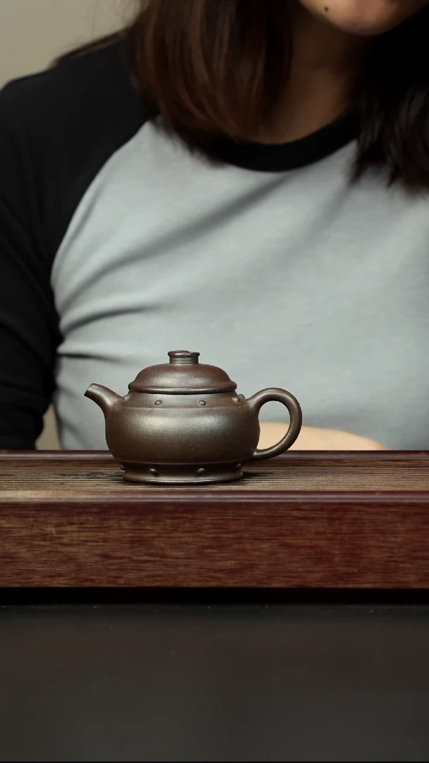 紫砂茶壶百年岩中泥 太极鼓