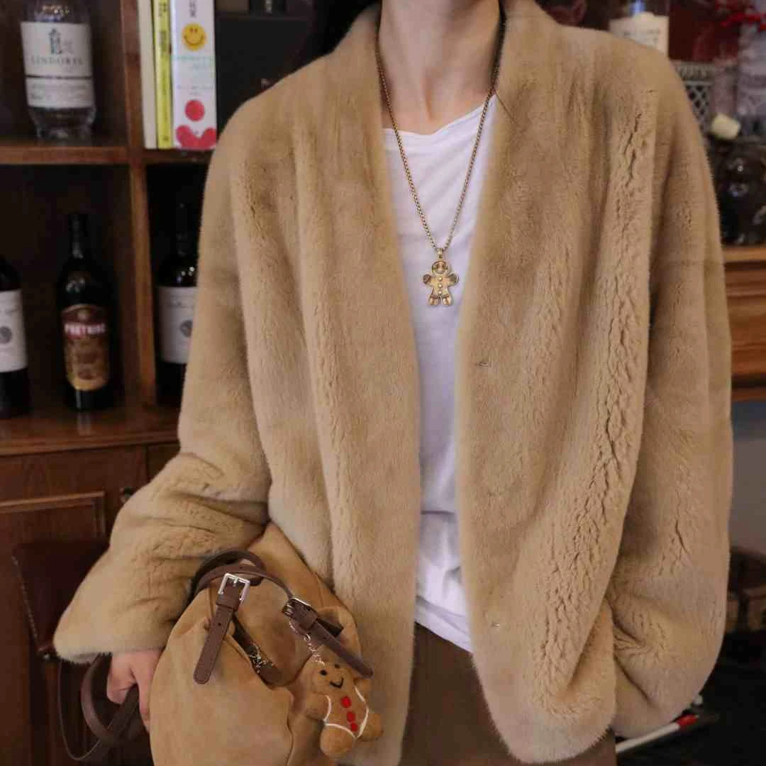 【YINGMOMO】影哥「斯嘉丽」新款紫金短二天鹅绒水貂百搭皮草外套