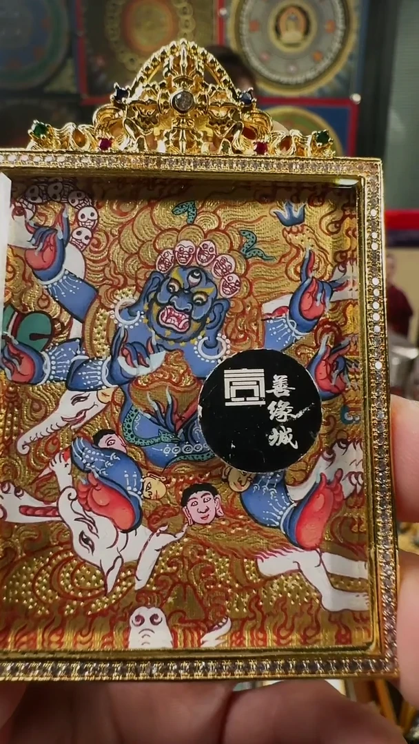 吊坠壹善缘城手绘唐卡大黑天