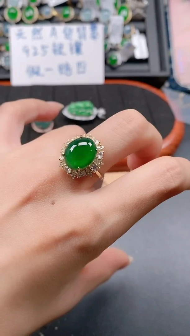 银S925镶嵌戒指翡翠11