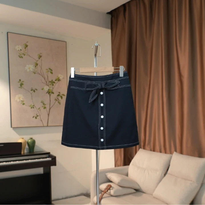 G411 单排扣明细装饰防走光内衬半身裙女 133C72