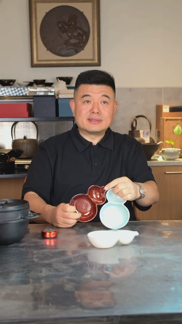 瓷日本进口三色葫芦形蘸料碟0636