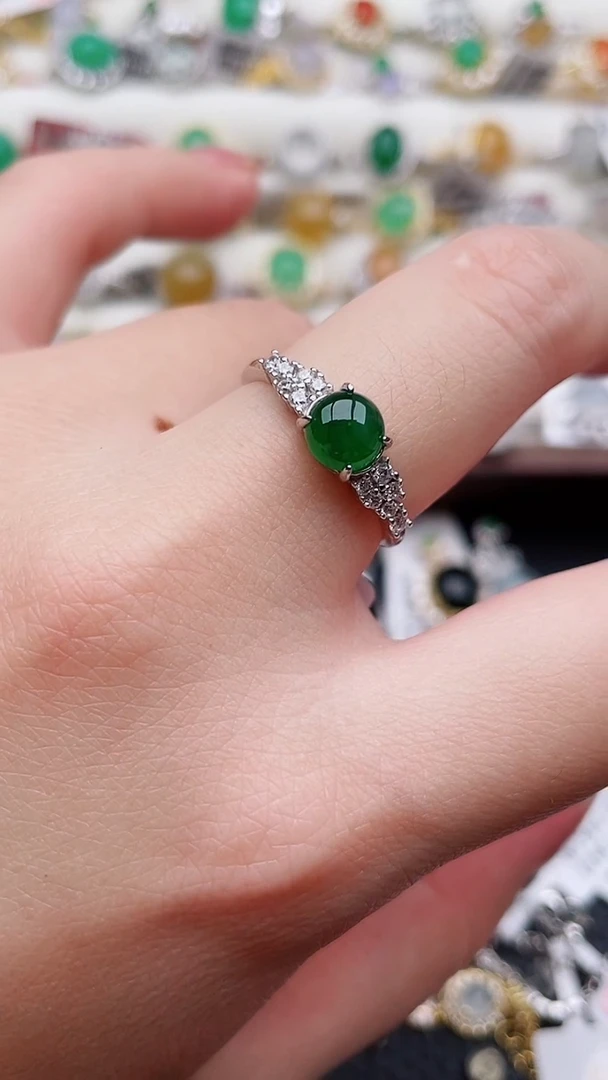 银S925镶嵌戒指翡翠55