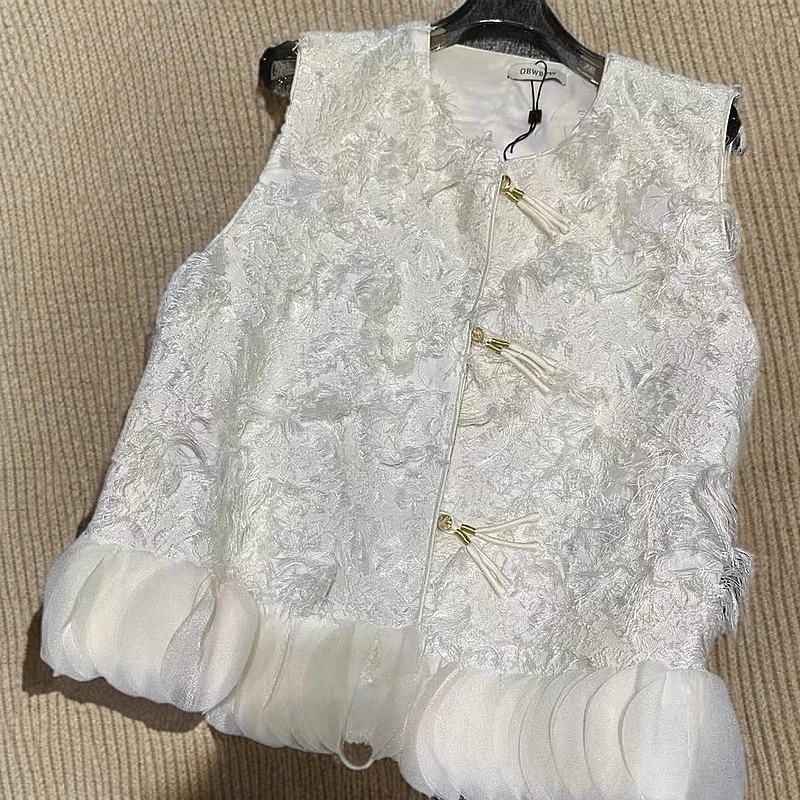 高端奢华气质国风新中式花瓣边镂空马甲5730