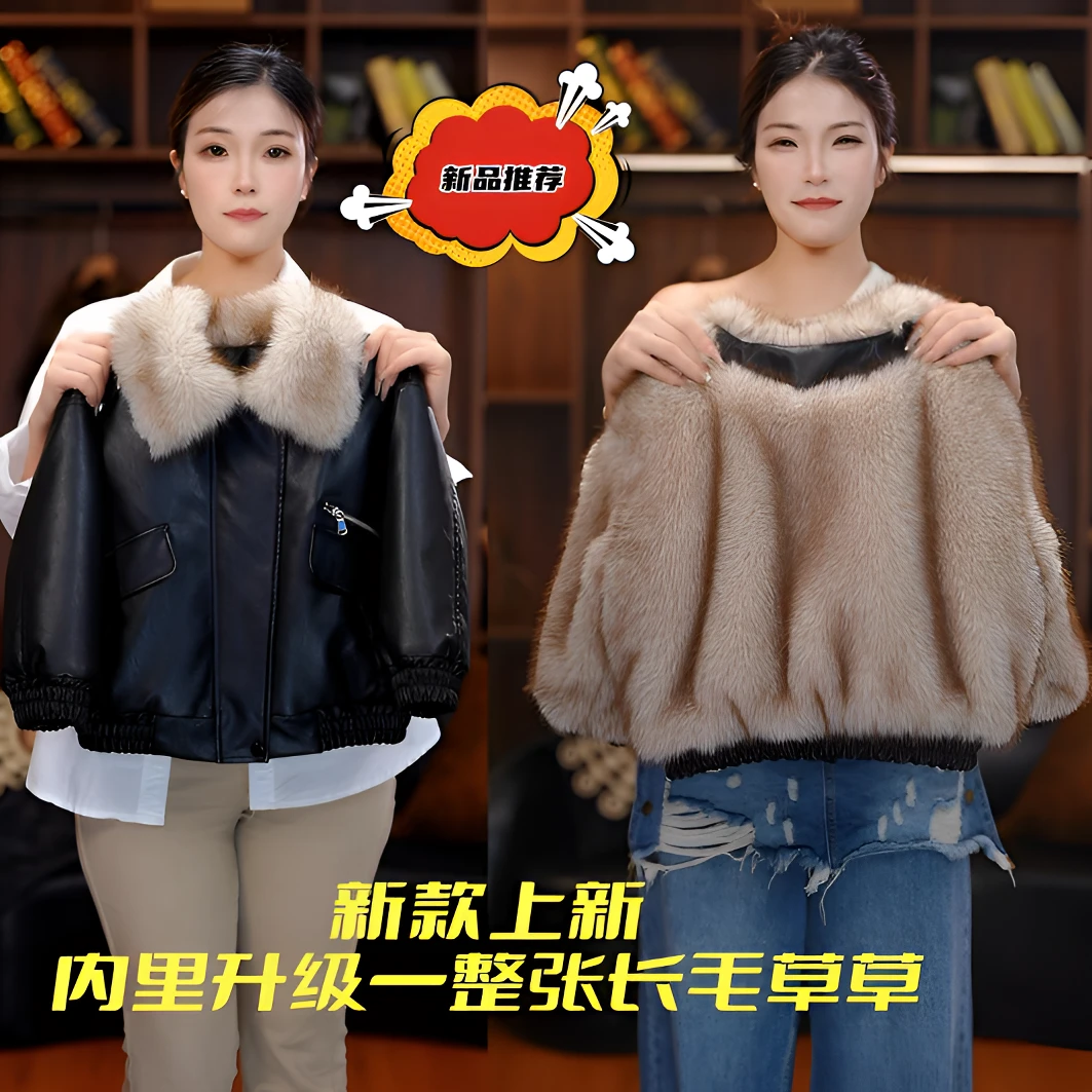 男童皮衣棉服加绒加厚秋冬季长毛皮外套时尚毛领洋气夹克韩版保暖