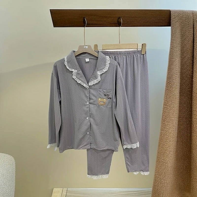 3811小熊家居服套装女款长袖舒适时尚甜美家居服套装