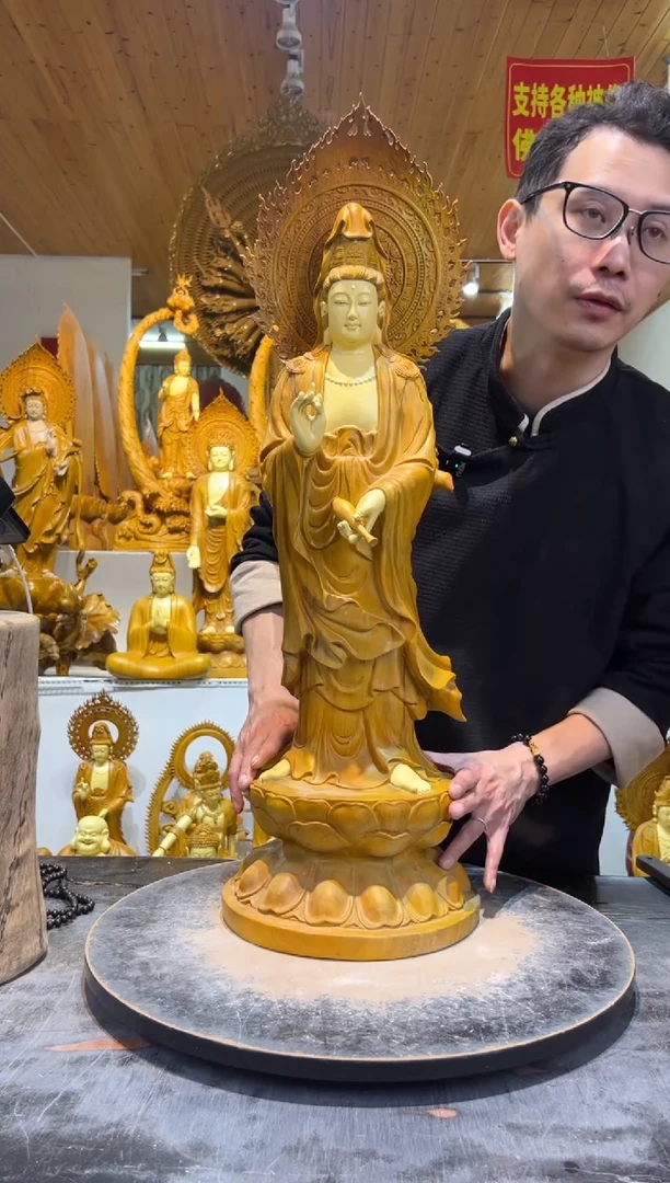 香樟木站姿观音80cm