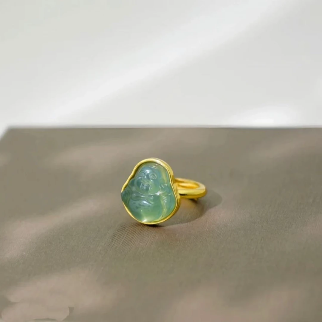 戒指小弥勒佛笑脸佛戒指轻奢时尚