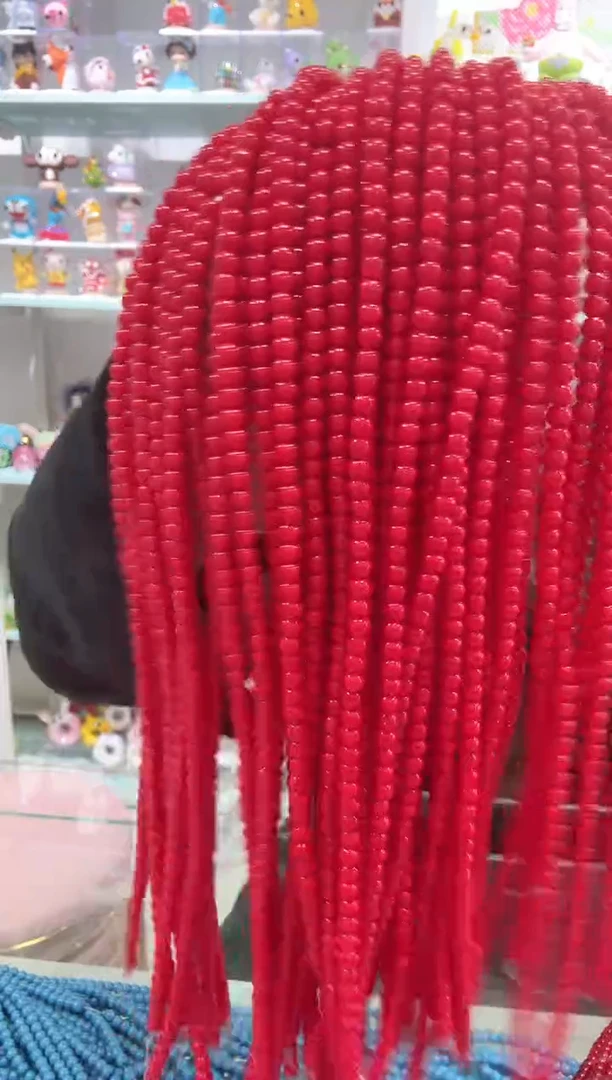 玻璃A01卡4水晶圆珠1条大红色