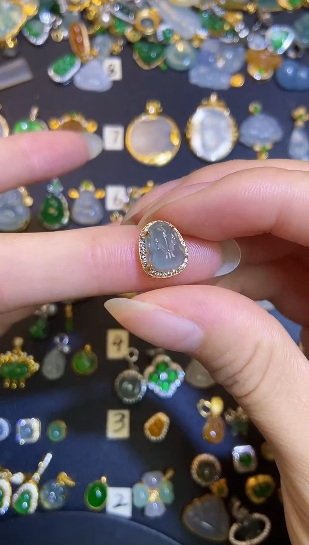 翡翠银S925镶嵌吊坠(不含链)天然A货翡翠