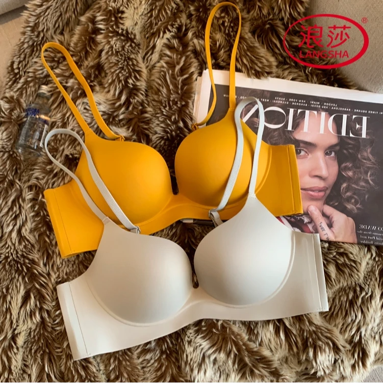 浪莎无痕女美背内衣小胸显大聚拢遮副乳无钢圈外扩内衣隐形文胸罩