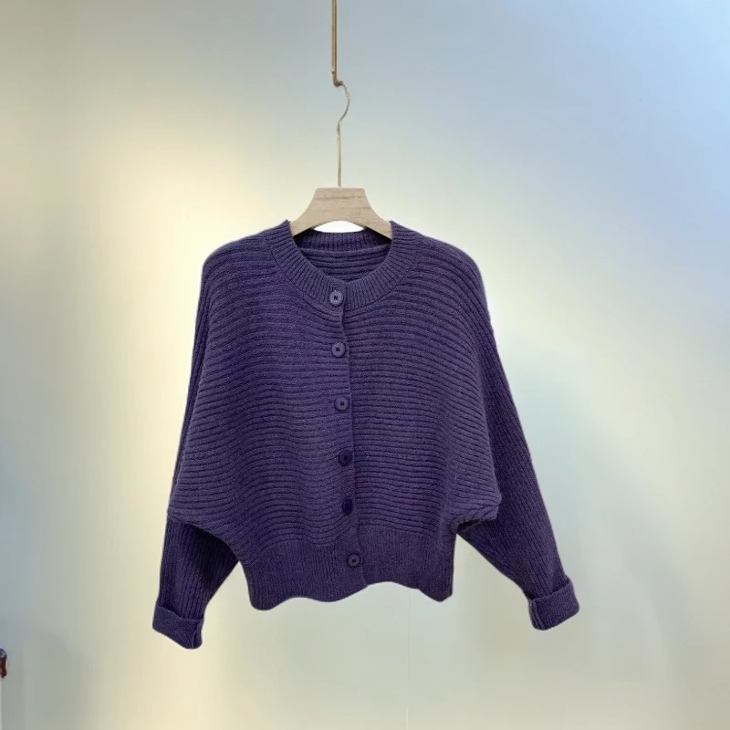 23733蝙蝠袖开衫毛衣女秋冬气质显瘦时尚百搭毛衣