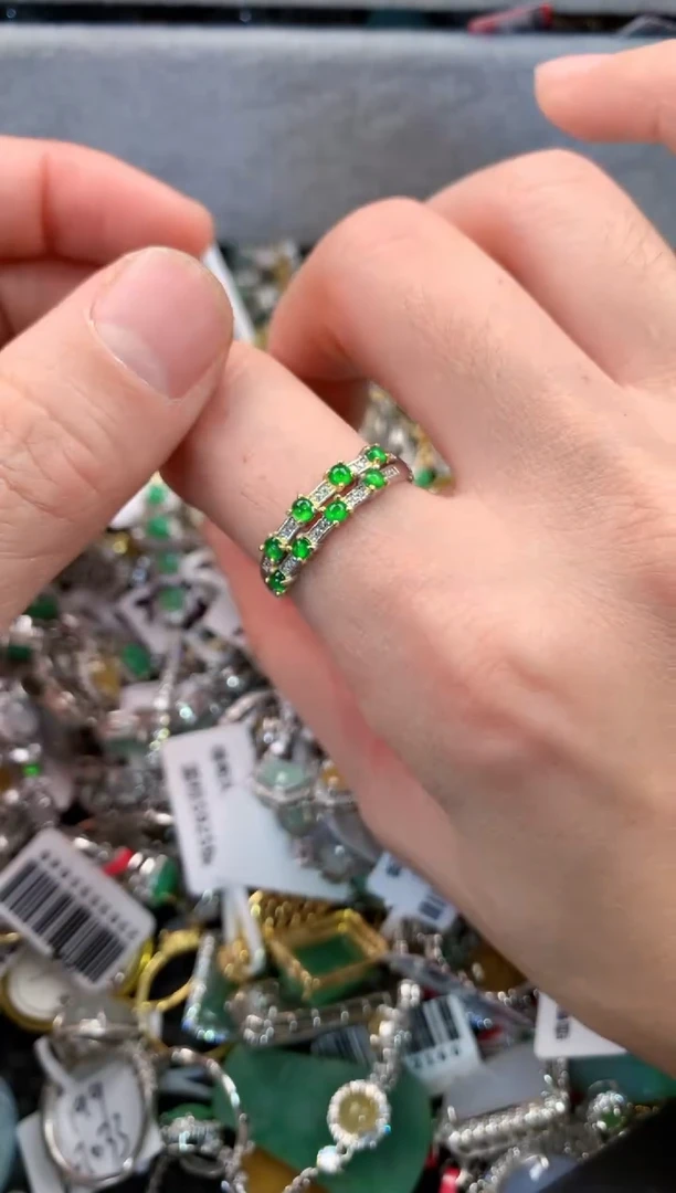 银S925镶嵌戒指翡翠5                  3