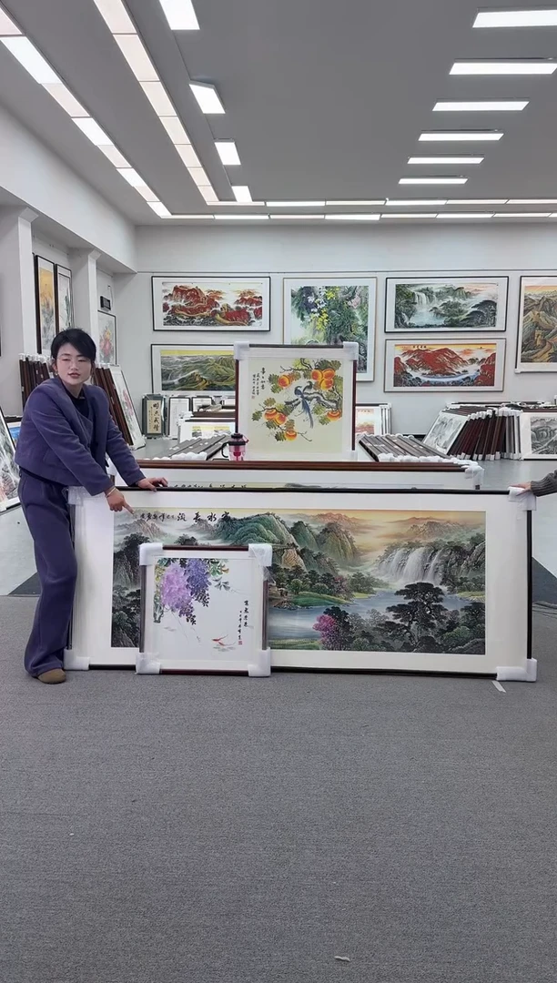 国画手绘  60*60   紫藤花