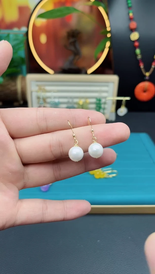 耳饰银S925镶嵌拼合珍珠（马贝珠）w04