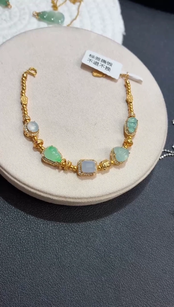 吊坠(不含链)银S925镶嵌翡翠手链