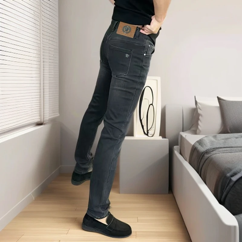 韩版修身秋冬男款弹力牛仔裤男欧货休闲裤轻奢商务显瘦小直筒长裤