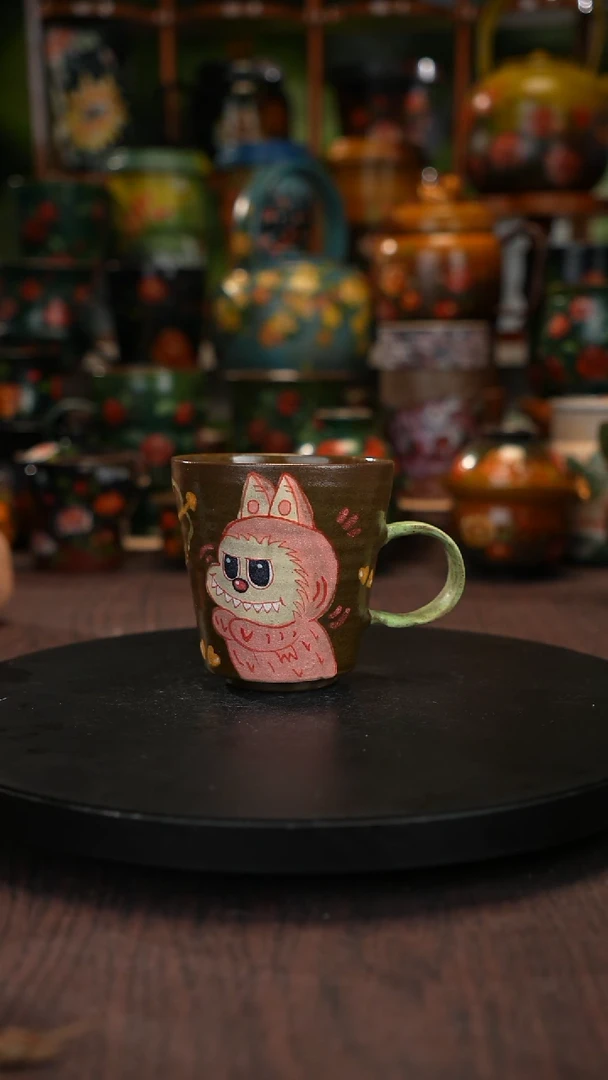 岩彩釉手绘釉下彩杯子