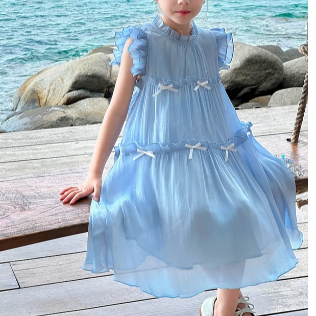 女公主裙连衣裙女童爱莎蓬蓬裙宝宝夏季小飞袖裙子女童