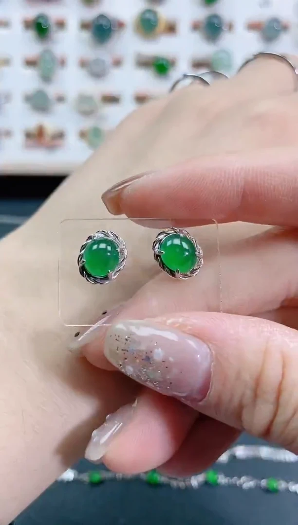 银S925镶嵌戒指翡翠天然翡翠