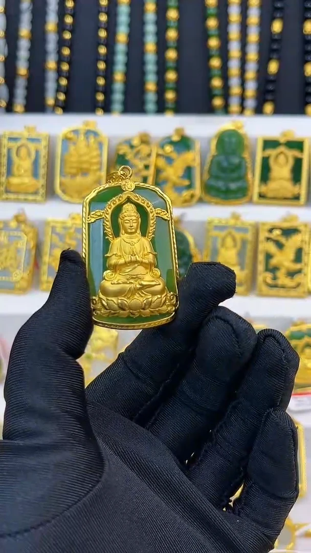 吊坠(不含链)足金镶嵌和田玉黄金和田玉吊坠