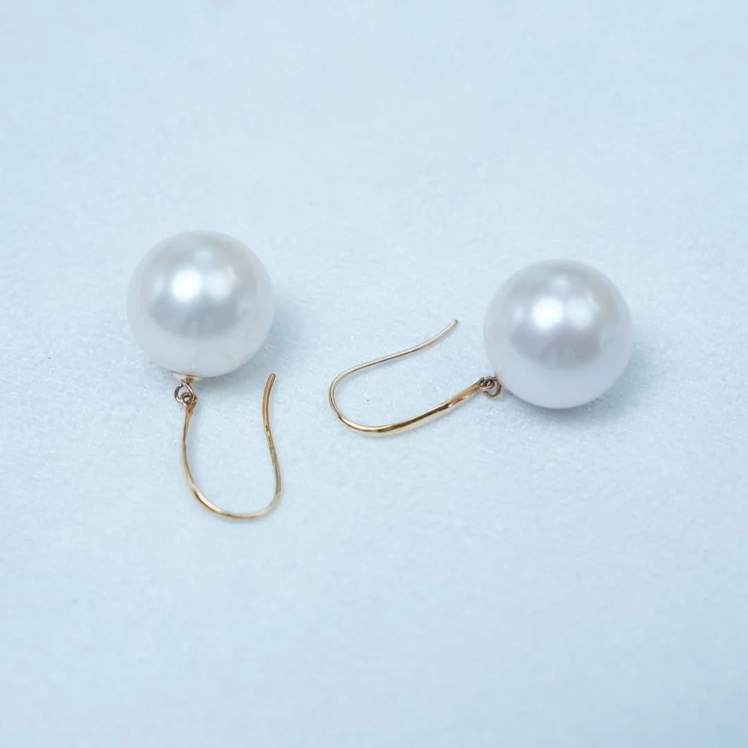 12-13mm淡水珍珠18k金耳钩款