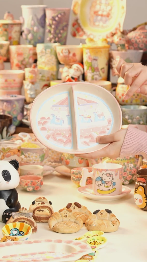 摆件陶景德镇釉下彩手绘设计师款陶瓷