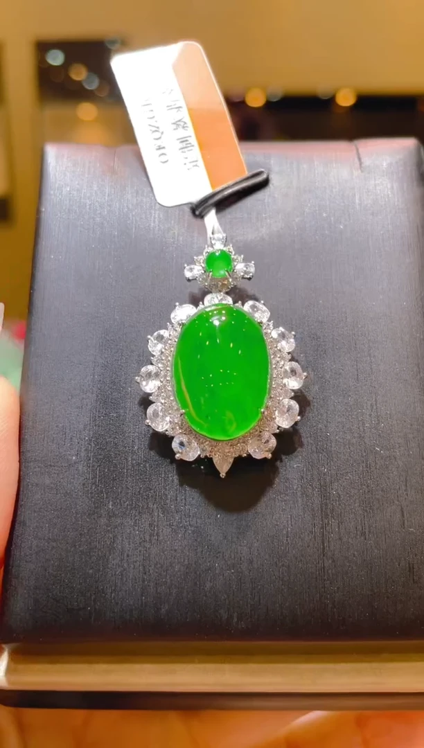 翡翠银S925镶嵌吊坠(不含链)A10