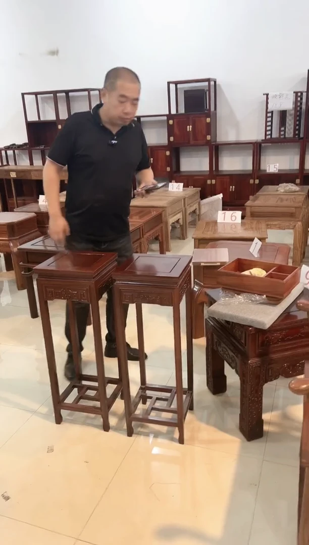 紫檀木类书柜刺猬紫檀花架1对