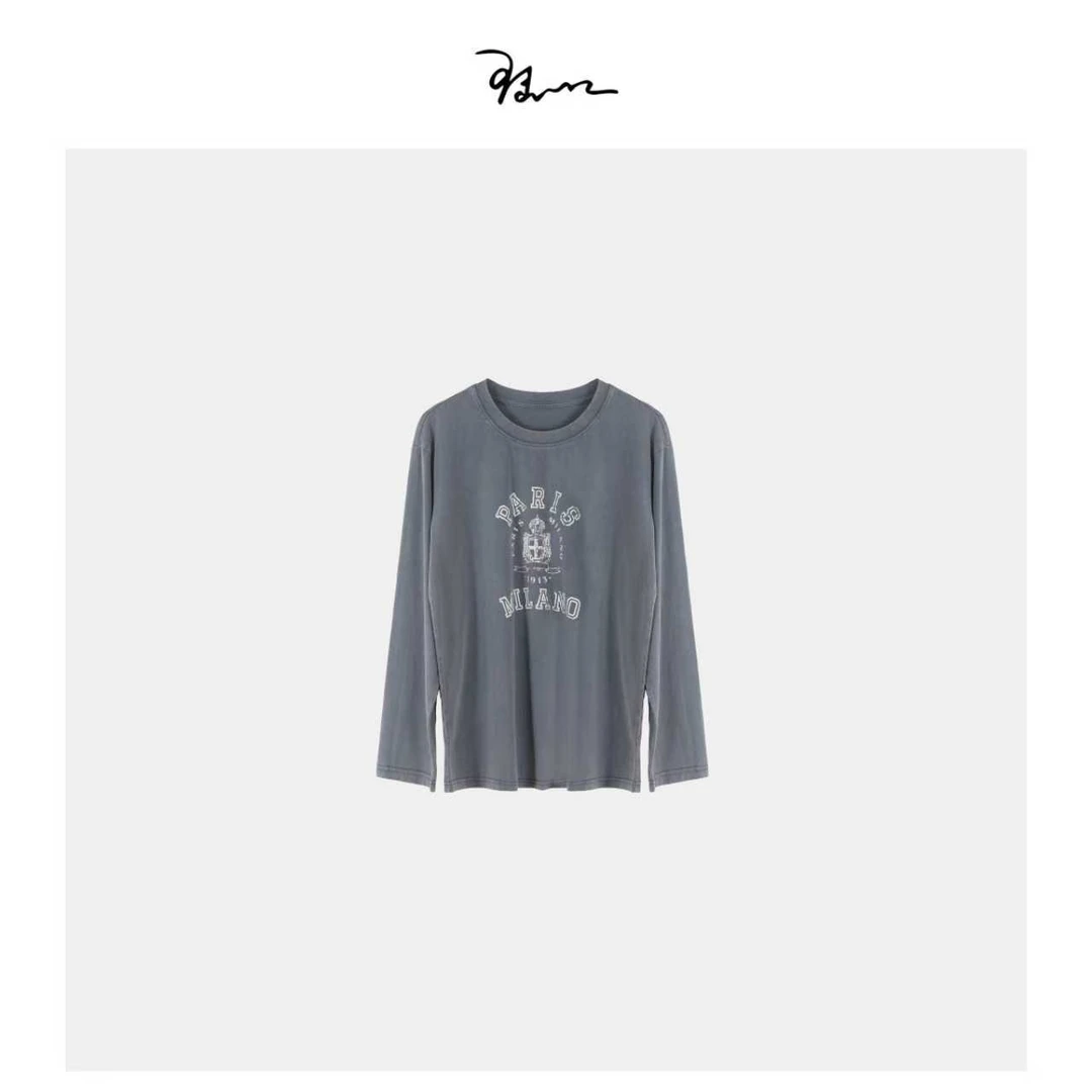 【秋蝉】陆一口女装定制复古印花宽松纯棉长袖T恤女