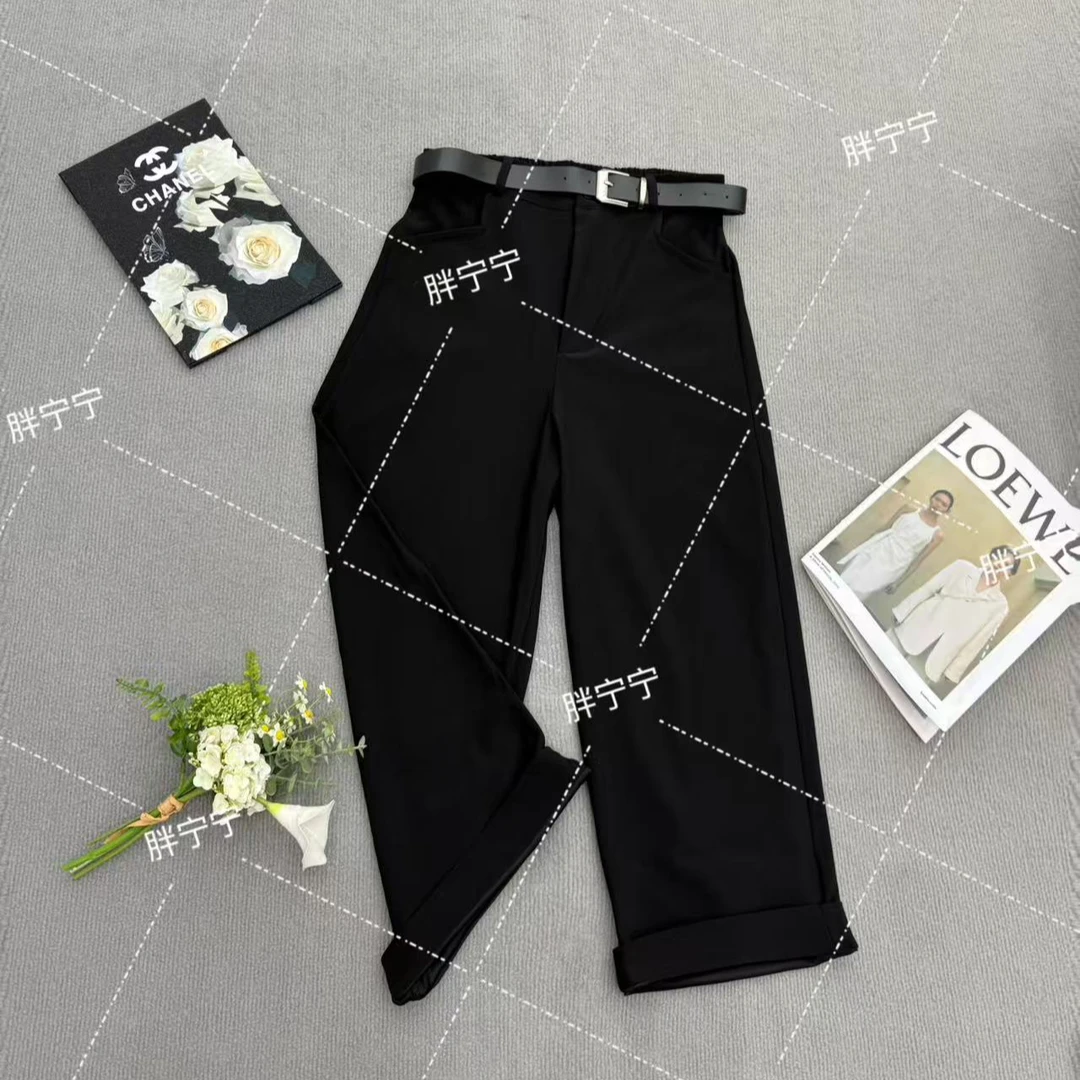 “拯救大象腿”两穿弹力直筒西裤{含腰带}（裤长90左右）卡码拍小