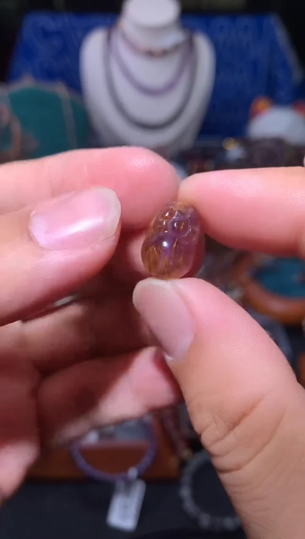 未镶嵌珠宝半成品水晶极光紫钛貔貅单颗