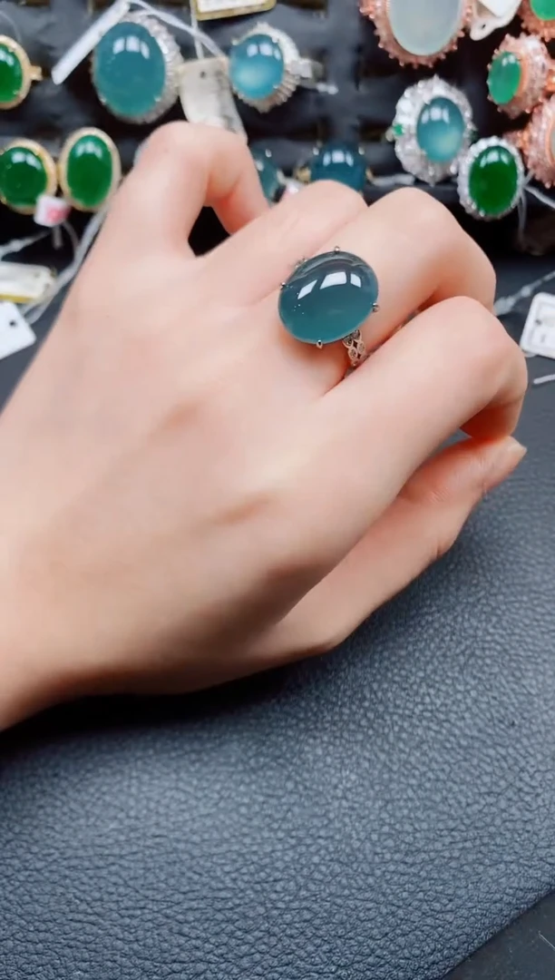 银S925镶嵌戒指翡翠翡翠