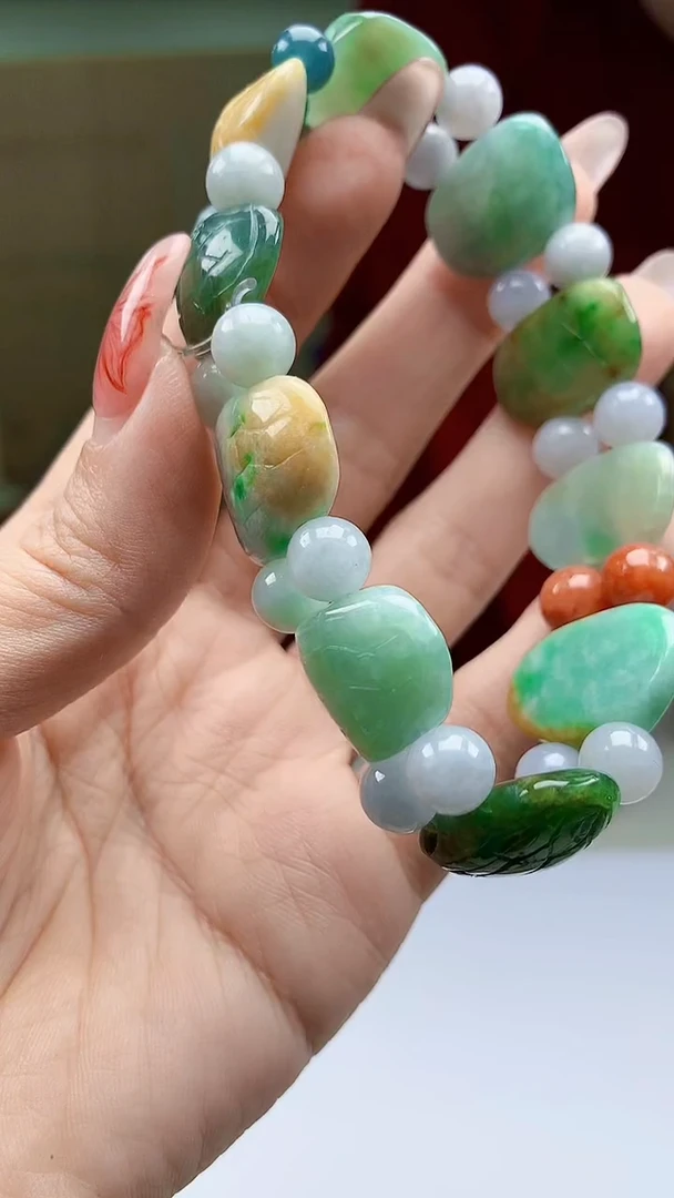 【闪购商品】定制翡翠未镶嵌4902ty-毛货手串78